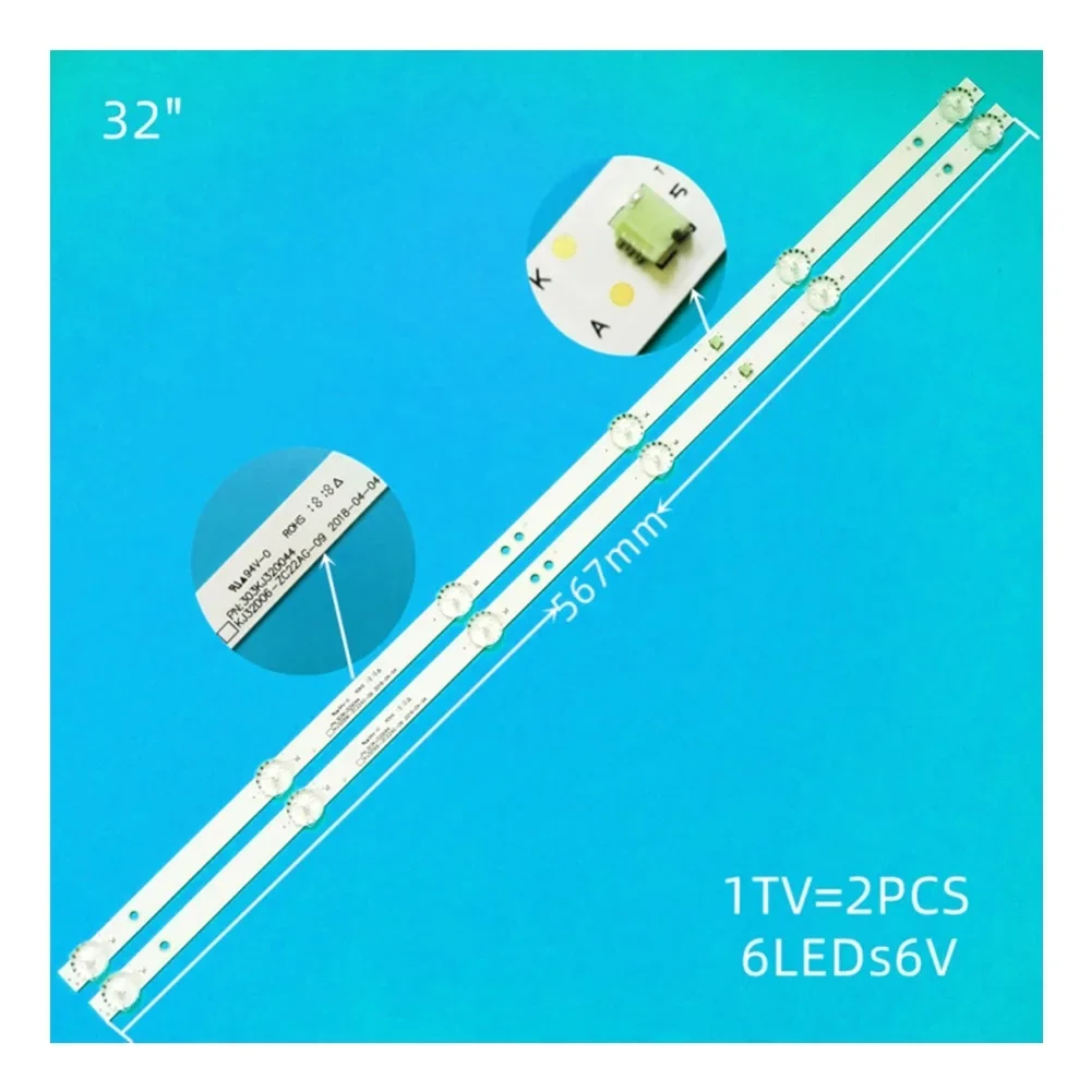 

LED Strip for 32LH0202, 32HH1830, PK-32D16T, KJ32D06-ZC22AG-09, 12 20E, 303KJ320044, KM0320LDCH, HTV-32R01-T2C, V320BJ6-Q01