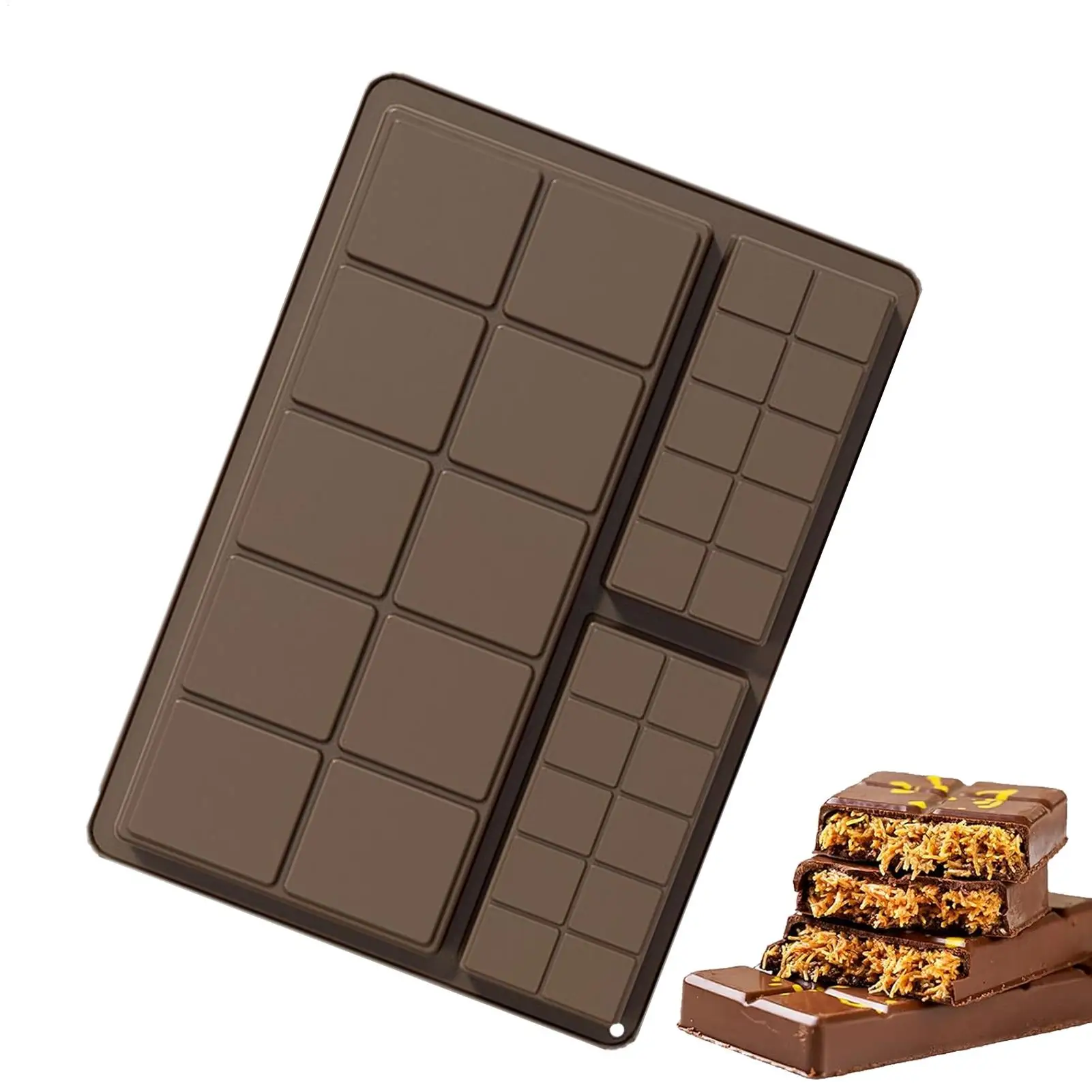 Moldes de Chocolate de silicona de calidad alimentaria, molde para barra de Chocolate profundo, antiadherente, fácil liberación, moldes rectangulares para hornear en la cocina para jabón