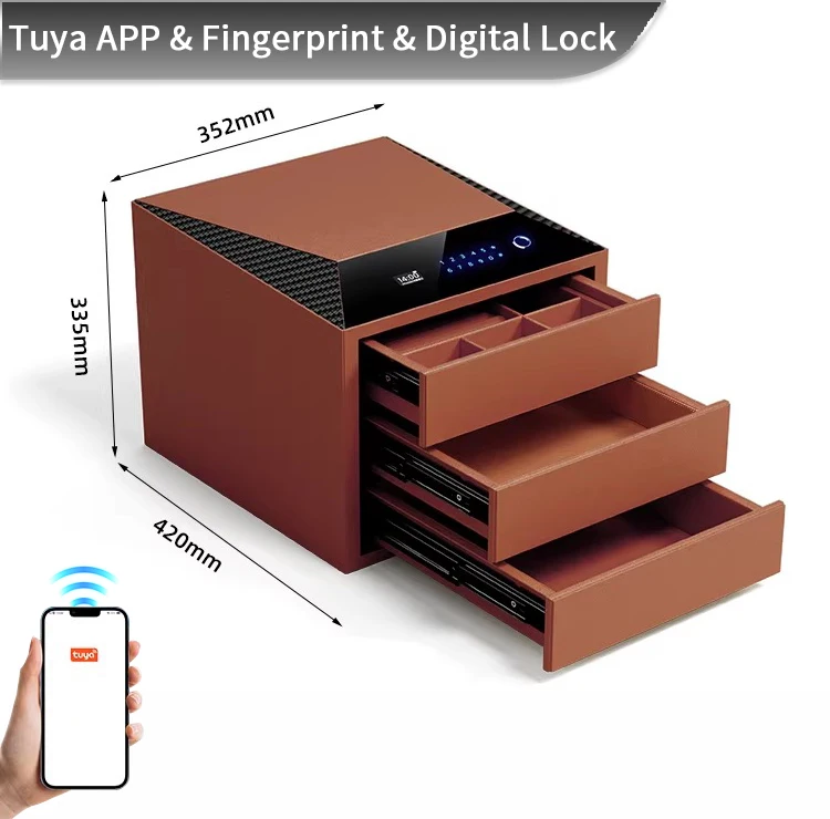 CEQSAFE Smart  WIFI Bluetooth High Security Safe Luxury Jewelry  3 Layers Drawers Money Safe Box Home 3 Layers Watch Cash Box