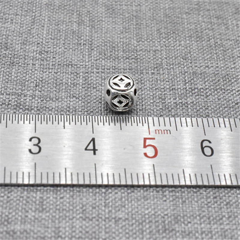 5 Pieces 925 Sterling Silver Small Coin Beads Double Sided for Bracelet and Necklace Making