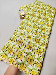 High-Quality Africa Nigerian Sequins Cotton Embroidery Lace Fabric Tulle 5 Yards for Wedding Party Dress Chiffon xl191 2026