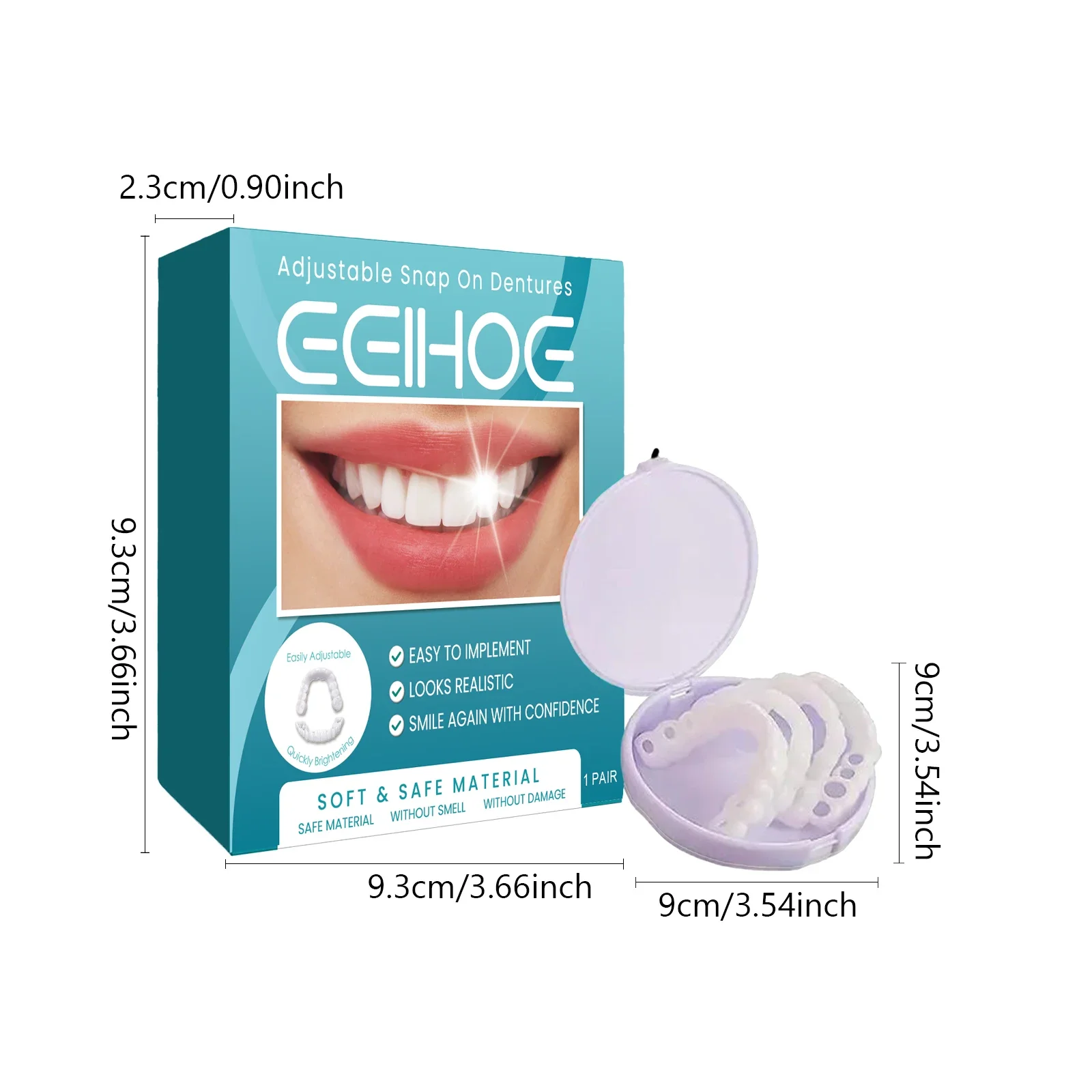 EELHOE Adjustable Buckle Denture Temporary Tooth Gap Filler Teeth Correction Fake Denture Kit for Oral Health Care