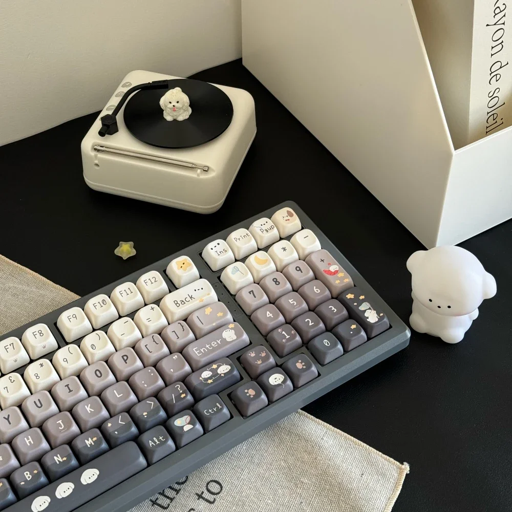 

138Keys Cute Keycaps Galaxy Dreamer Clouds Star Night Moon PBT EOA Keycaps DIY With ANSI ISO Layout Keyboard Grey White Keycaps