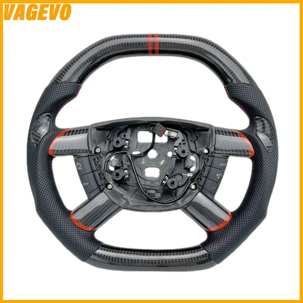 Carbon fiber genuine leather racing D-shaped flat bottomed steering wheel for Ford Focus MK2, private customization