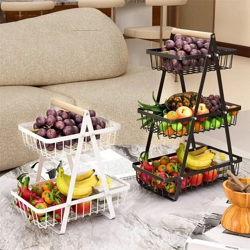 Food Snacks Basket - New 2Tiers Countertop Fruit Basket Portable