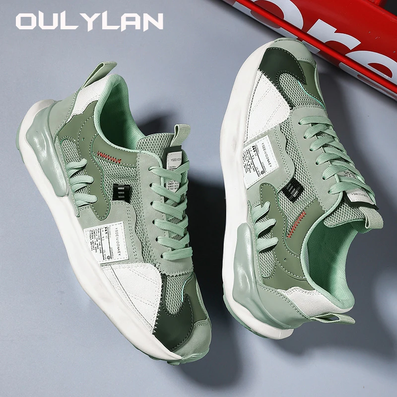 Sport Shoes Retro Green Shoes Men Casual Breathable Lightweight Mesh Black Running Shoes Athletic Jogging Tenis Walking Shoes