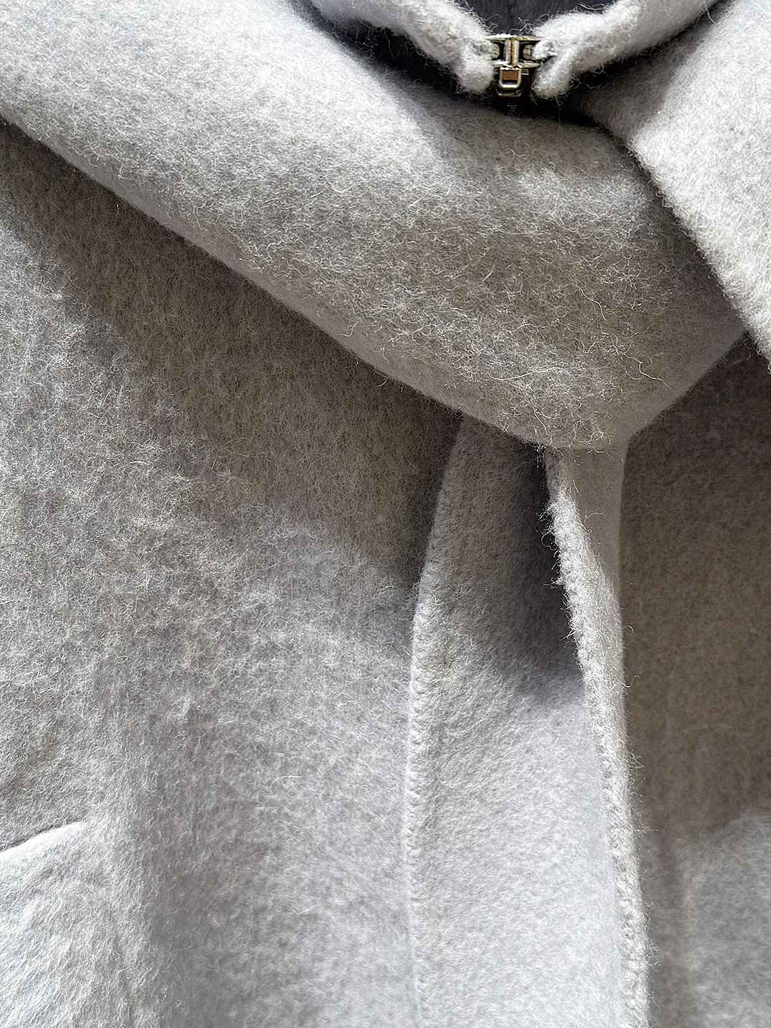 Wollen damesjas met ritssluiting lang Sve casual blauwe capuchon Jaet lente herfst Faion Ele Sle knoopdetail