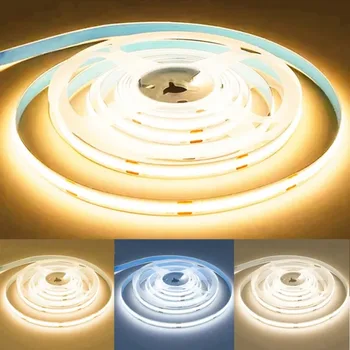 หรี่แสงได้ 320LED 10 M LED COB Strip DC 12V 24V FOB สําหรับตกแต่งห้องนอนความหนาแน่นสูงนุ่มยืดหยุ่นนีออนเทปโคมไฟ