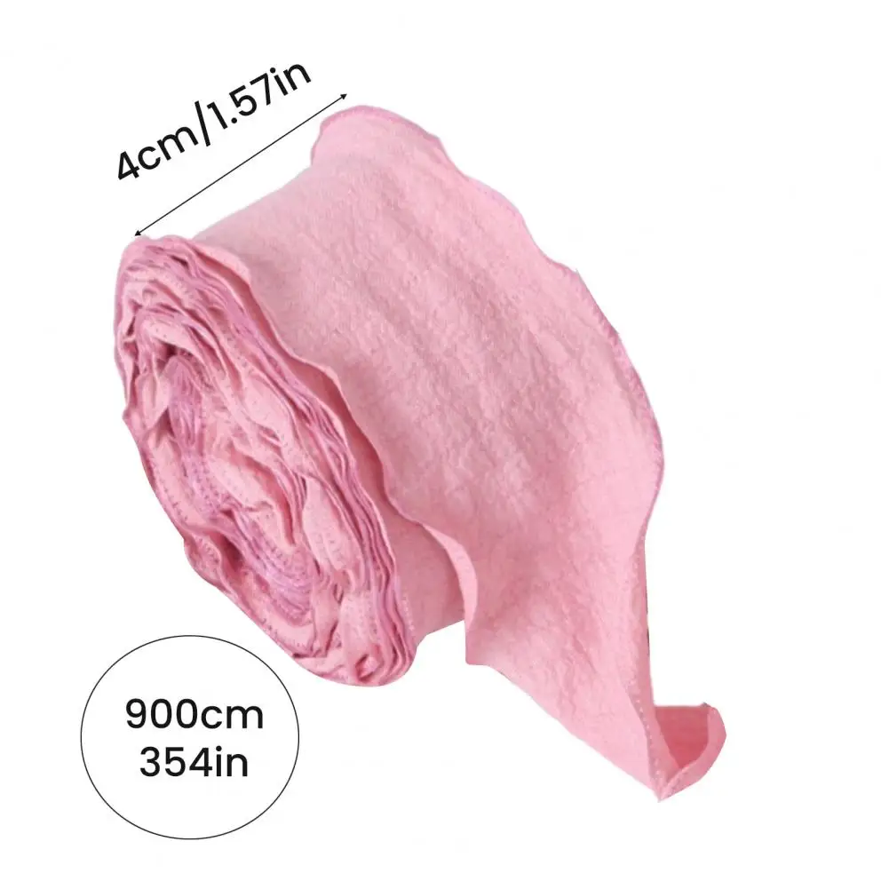 1 Roll 900x4CM Ribbon Trim Sewing Flower Bridal Bouquets Gift Box Wrapping Ruffle Edge Ribbon Solid Polyester Decorative Ribbon