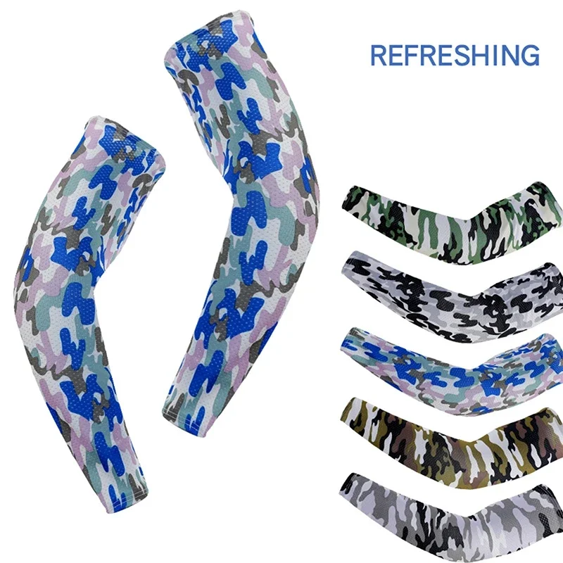 Camouflage Cooling Arm Sleeves - UV Sun Protection Outdoor Sports - Men's Fishing Cycling Cover - 2Pcs