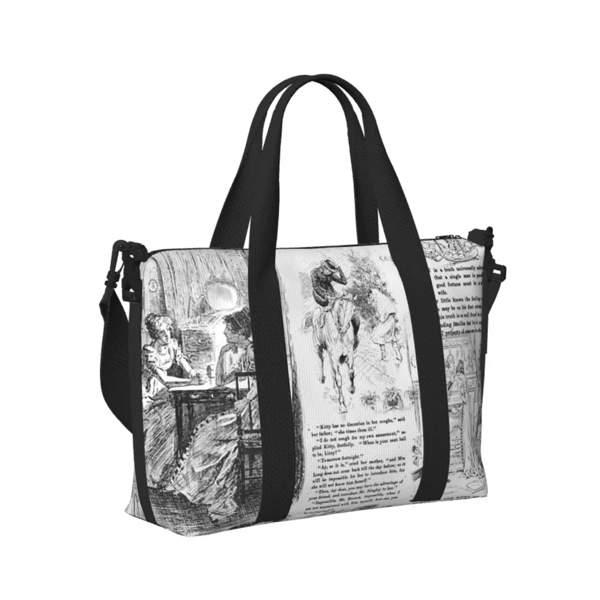 

Custom Pride And Prejudice - Pages Beach Travel Bag Large Capacity Tote Bags for Gym Sport Women Shopping Duffle Shoulder Bag