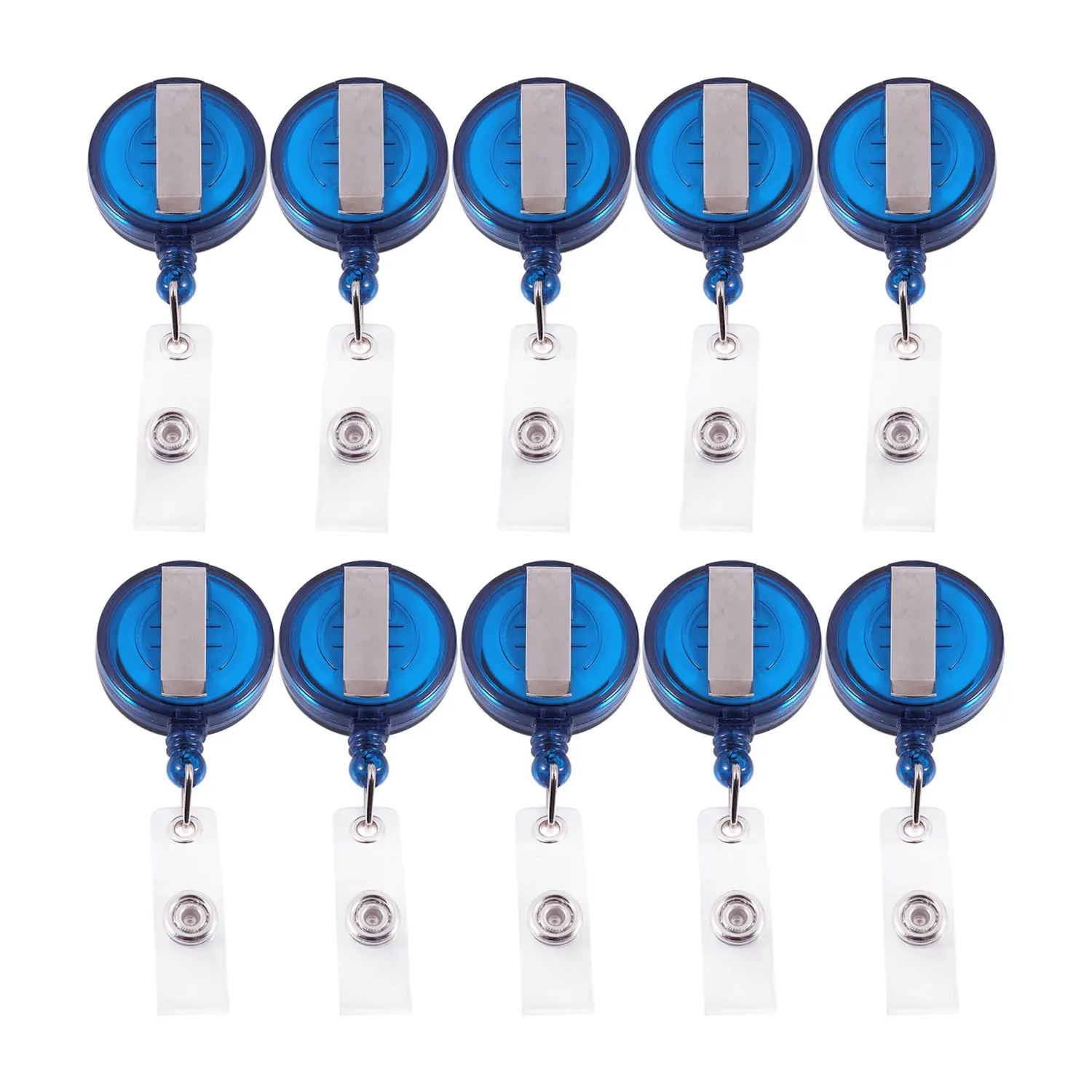 

10 Retractable Reel ID Badge Lanyard Name Tag Key Card Holder Belt Clip Color:Blue Amount:10 Pcs