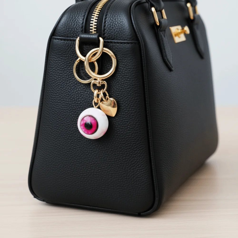 Creative Funny Demon Eyeball Keychain Luminous Gothic Style Bag Pendant Resin Halloween Theme Car Key Holder Halloween Party