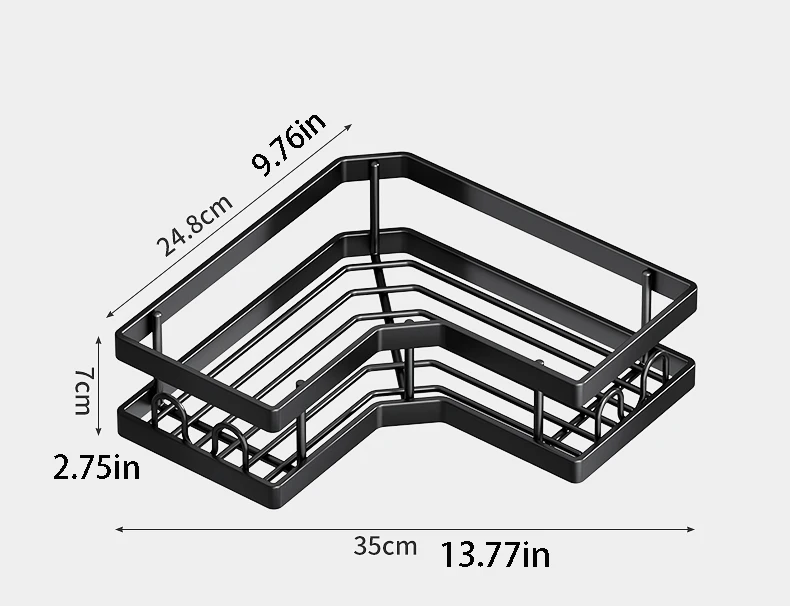 1Pcs/3Pcs/5Pcs Corner Shower Storage Rack |   Wall-Mounted Bathroom Shelf, Black Shower Storage Rack, No-Drill Large Capacity Storage Rack for Kitchen and Bathroom. - view 5