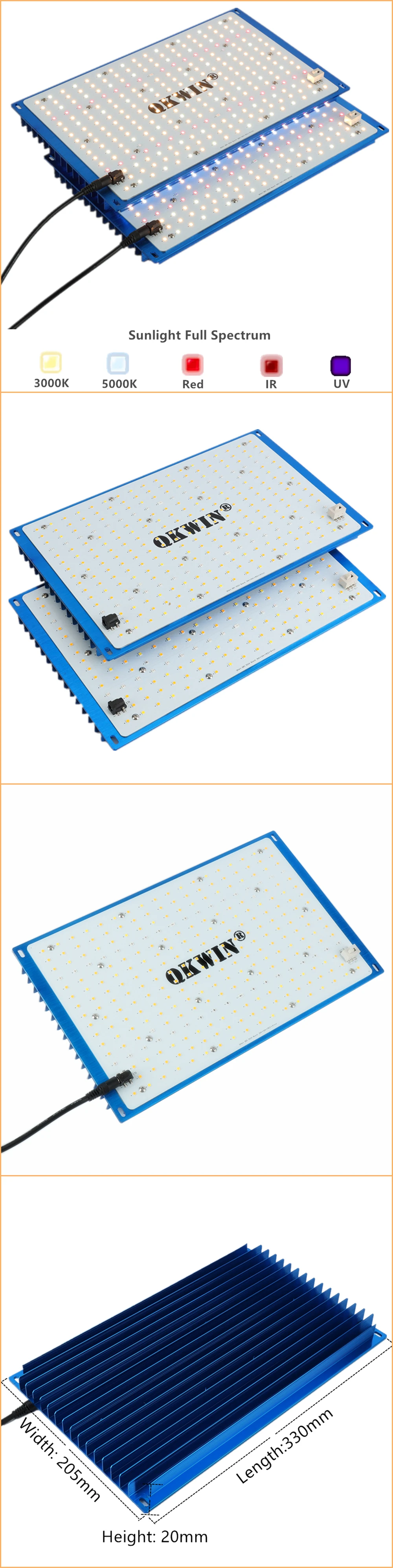 Quantum Board Grow Light 120W 240W Full Spectrum Lm301B 2.9Umol/J bead DIY with red light on/off switch