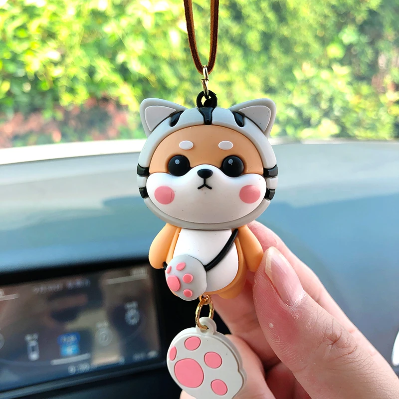 Leuke Cartoon Shiba Inu Auto-interieur Decoratie Grappige Cosplay Shiba Inu Auto Achteruitkijkspiegel Hanger Auto Decoratie Accessoires