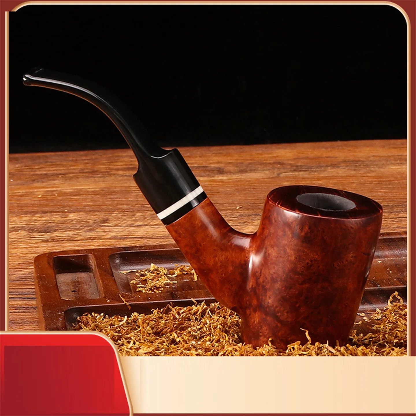 Hammer Briar Wood 9mm Filter Cut Tobacco Pipe Retro Gentleman Bent Type Handmade Smoking Pipe With Accessory Father's Gift