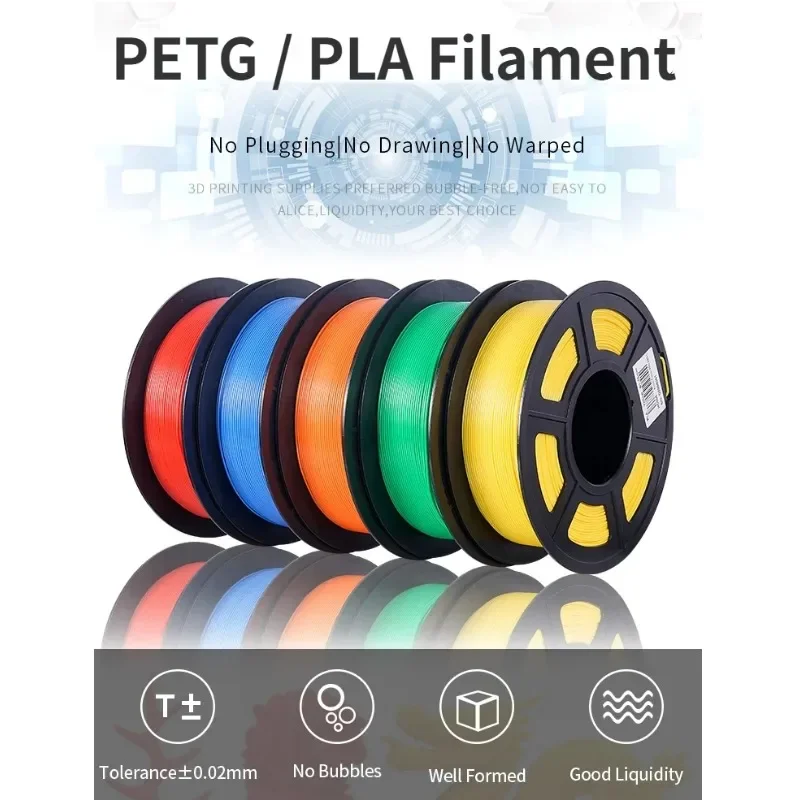 10kg/22lbs PETG PLA Filament 3D Printer Filament 10 Rolls 1KG 1.75mm Odorless Eco-Friendly Good Tougness Mix Color