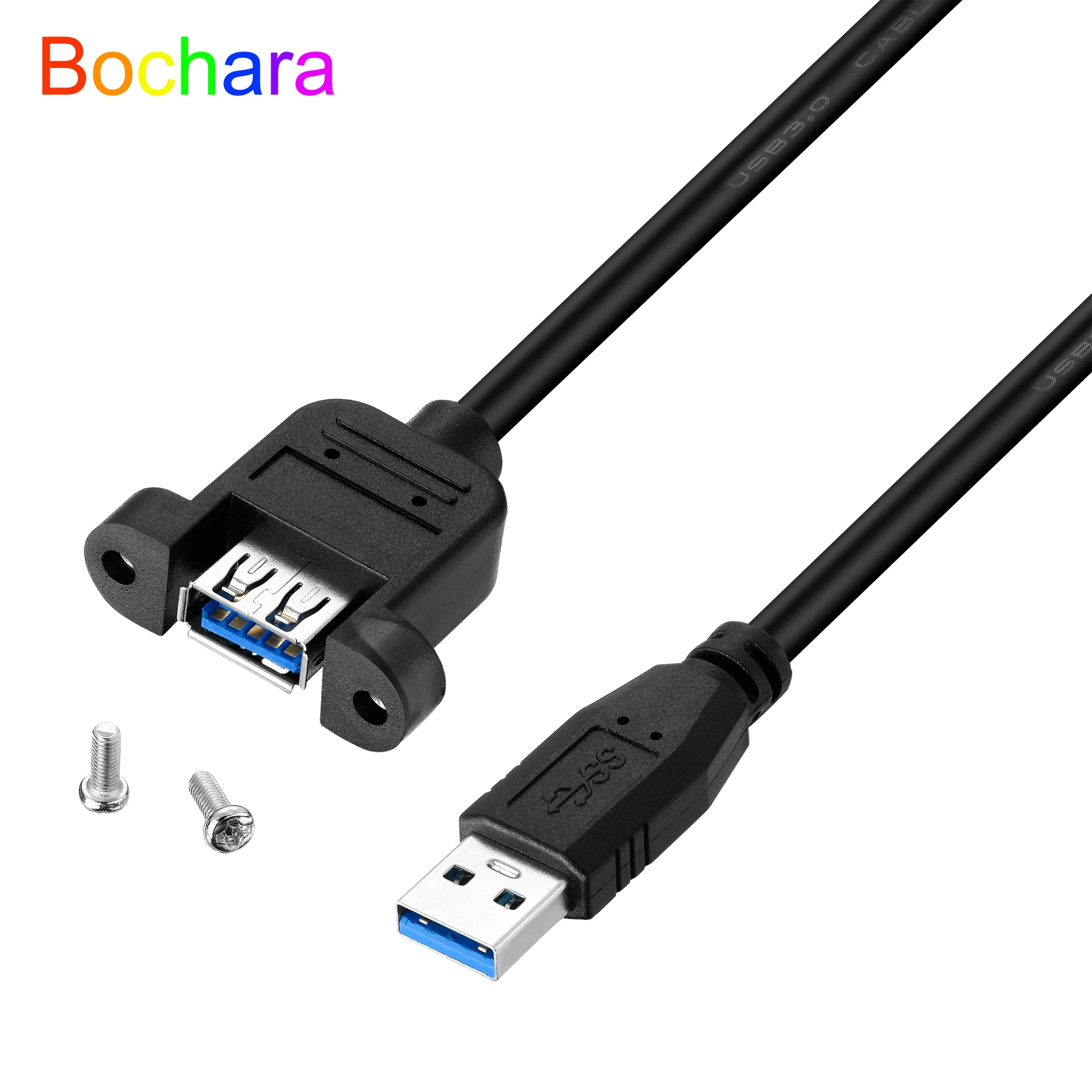 Bochara USB 3.0 Extension Cable Male to Female Dual Shielded(Foil+Braided) With Screw Panel Mount 30cm 60cm 1m 1.5m 3m 5m