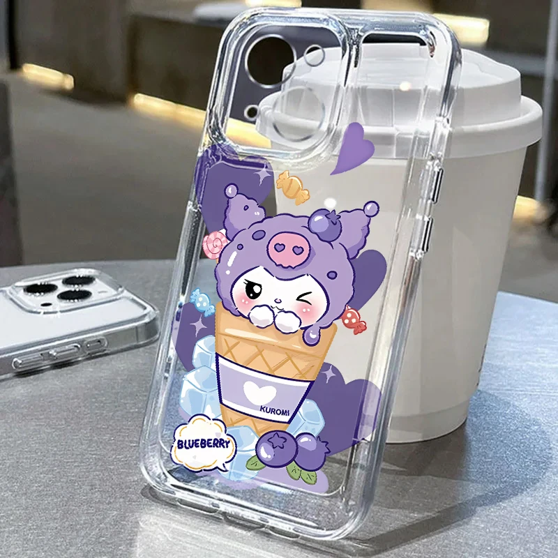 Casing HP Sanrio Kuromi Soft Cover untuk Apple iPhone 15 14 16 Plus XS XR 13 12 11 Pro Max 7 8 SE 16e