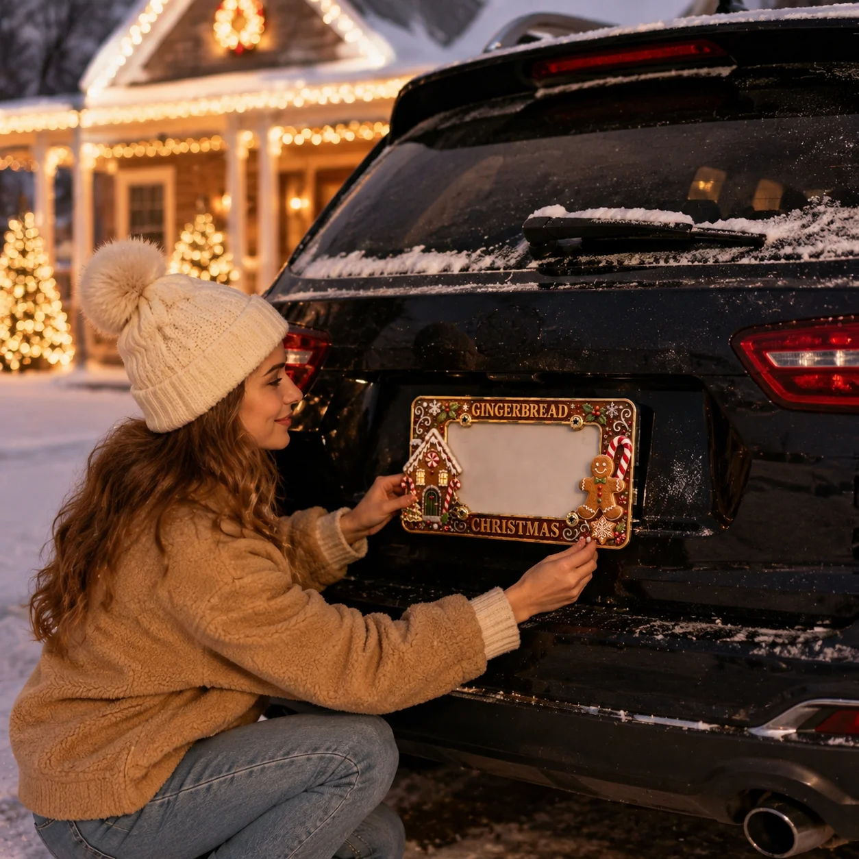 Car Accessories Xmas - Suporte de Placa de Carro Festivo