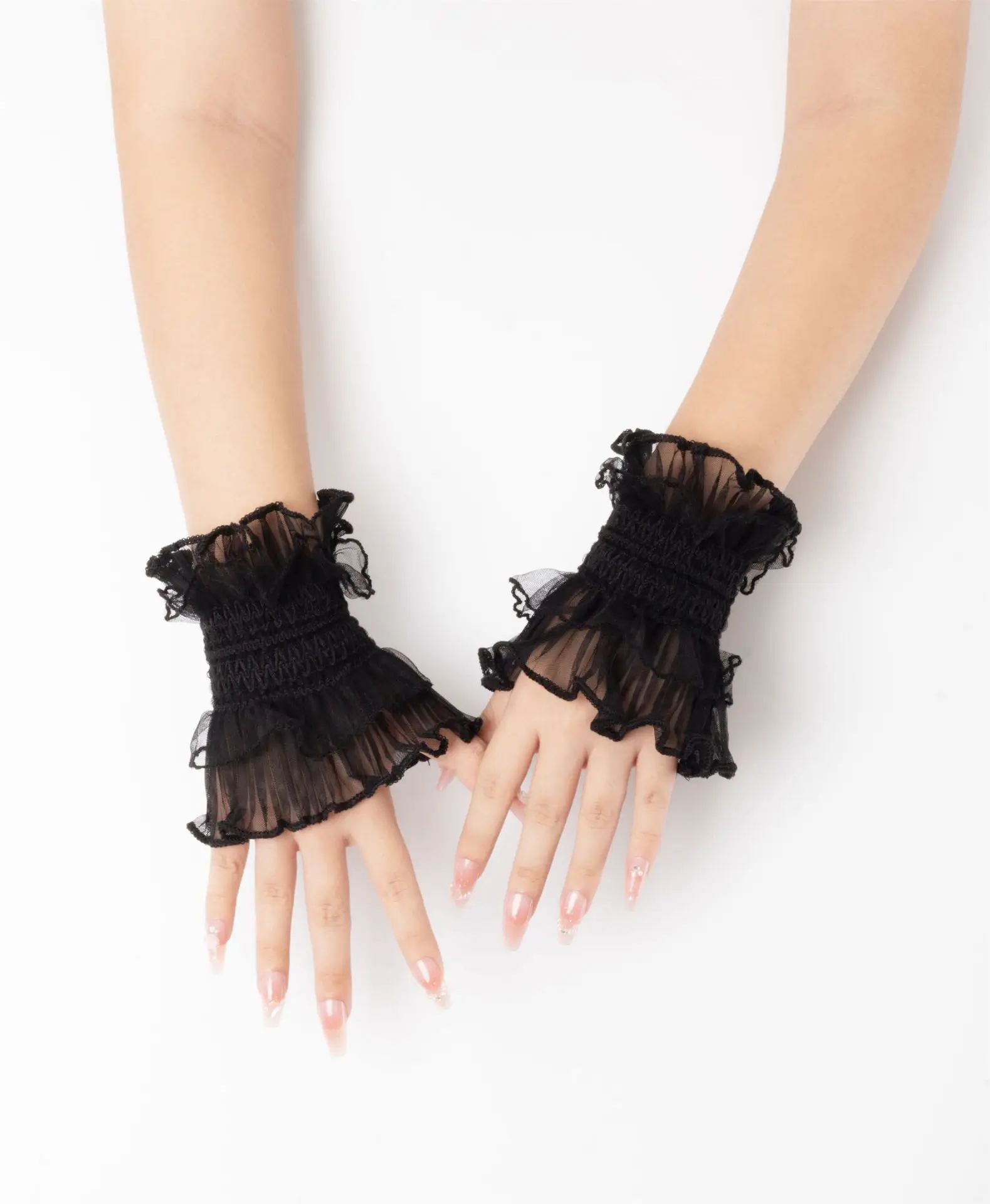 อุปกรณ์เสริมแขนลูกไม้ตาข่าย ข้อมือตกแต่งลูกไม้สามมิติระดับสูง