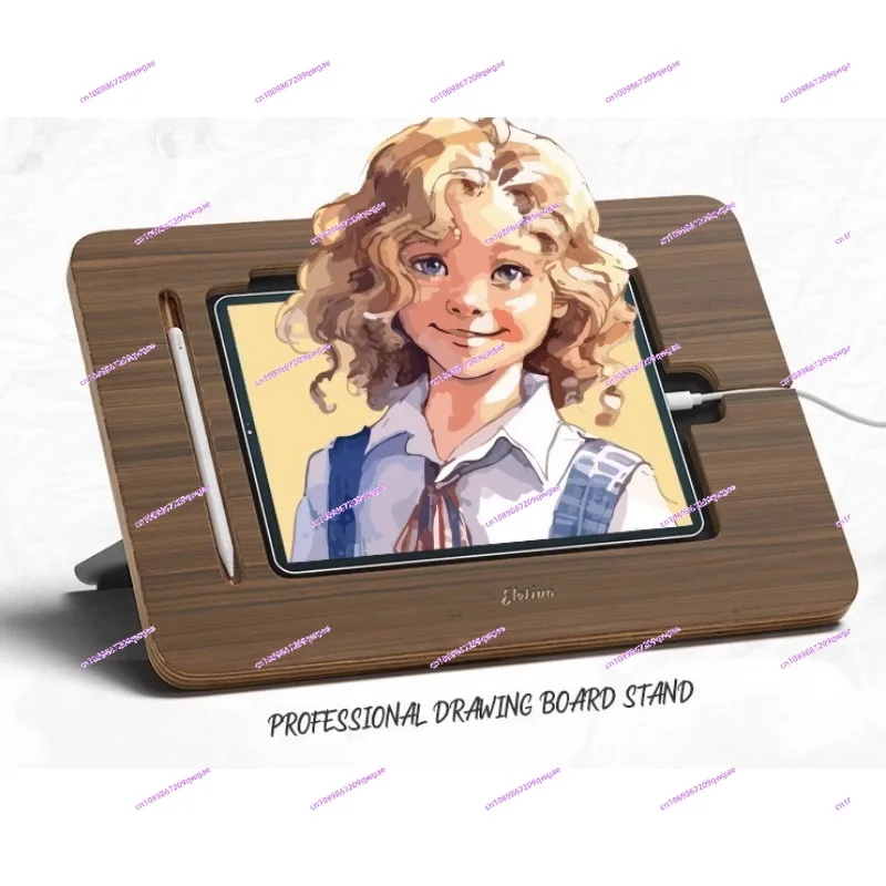Walnut Color iPad Desktop Stand - Multi-Angle Holder for Online Class, Writing & Painting