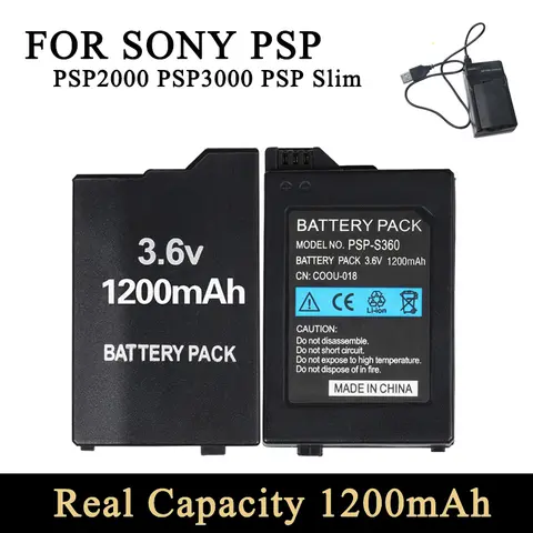 소니 PSP2000 PSP3000 PSP-S110 게임 패드에 대 한 충전기 3.6V 1200mAh 충전식 리튬 배터리 교체와 PSP 배터리
