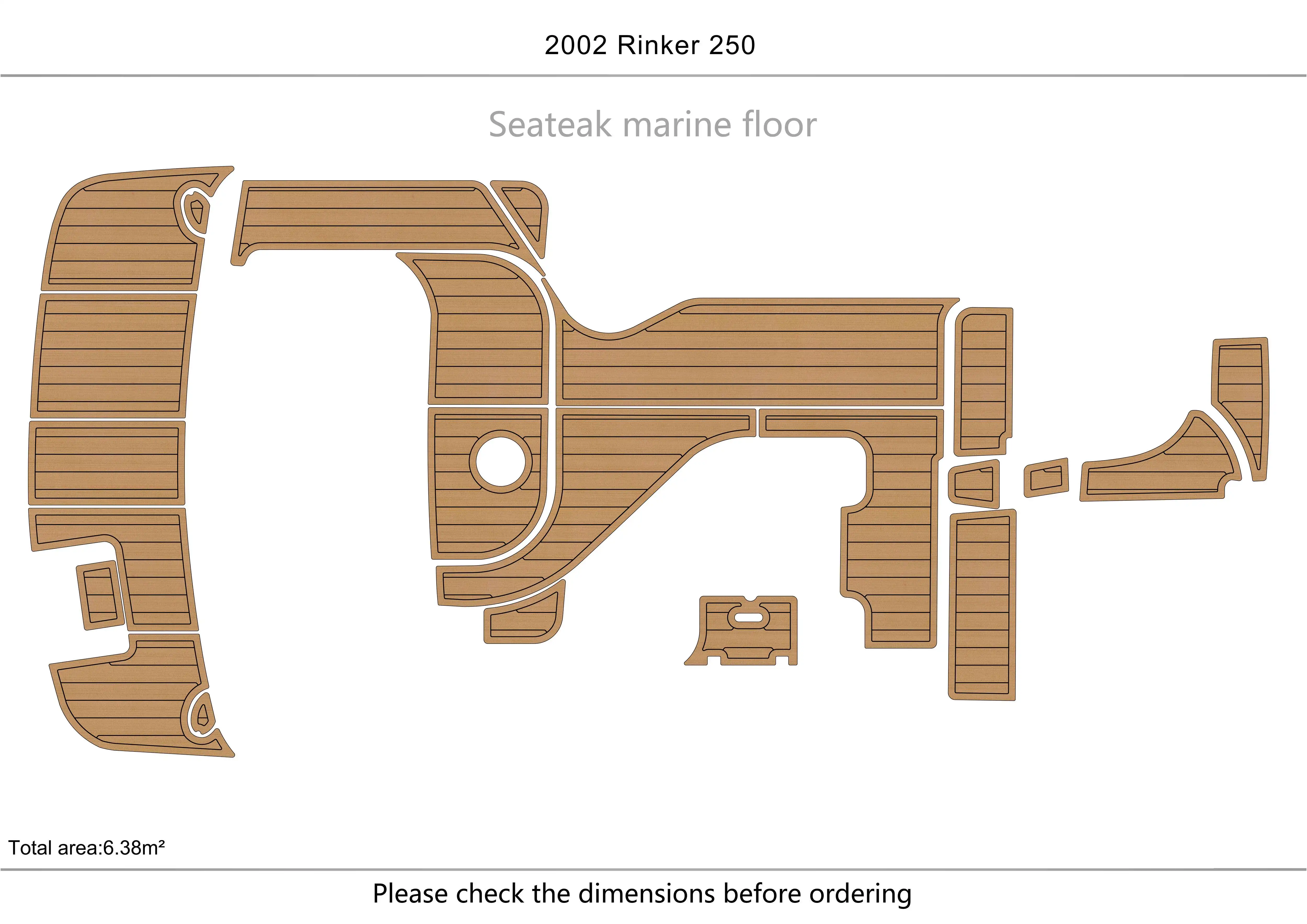 

2002 RINKER 250 Cockpit &swimming platform 1/4" 6mm EVA fAUX TEAK carpet Water Ski Yacht Fishing Boat Non-slip mat floor