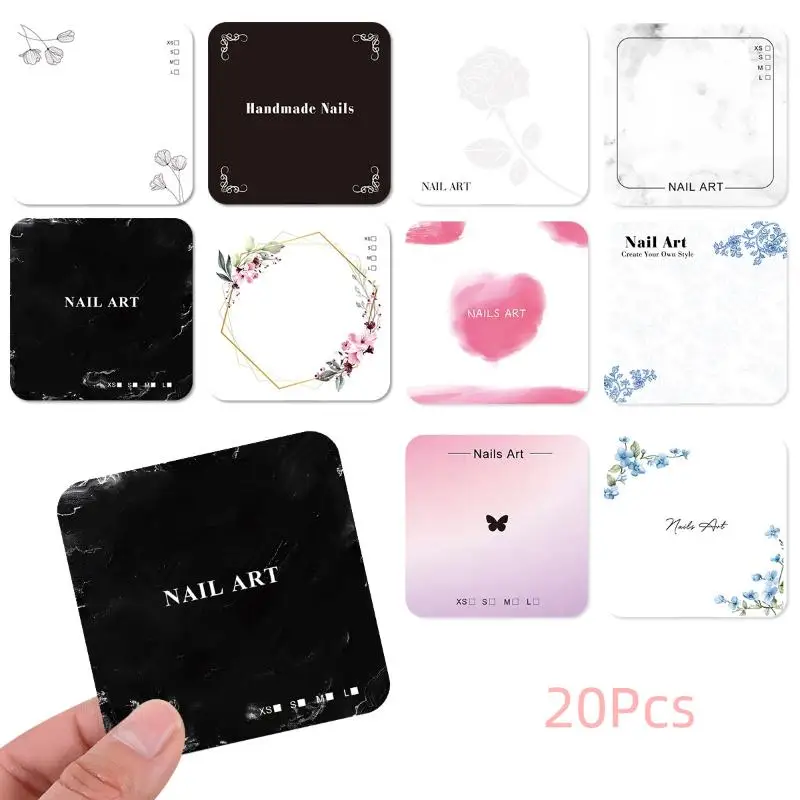 Z.20Sheets Press On Nail Bottom Flower Pattern Cardboard Photo Prop Handmade False Nail Art Tips Display Show Card Manicure Tool