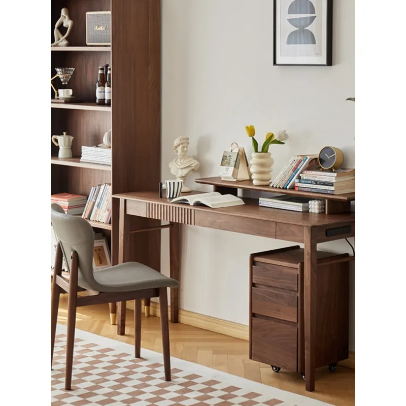 Light luxury solid wood Nordic writing Dresser Computer narrow Black walnut computer