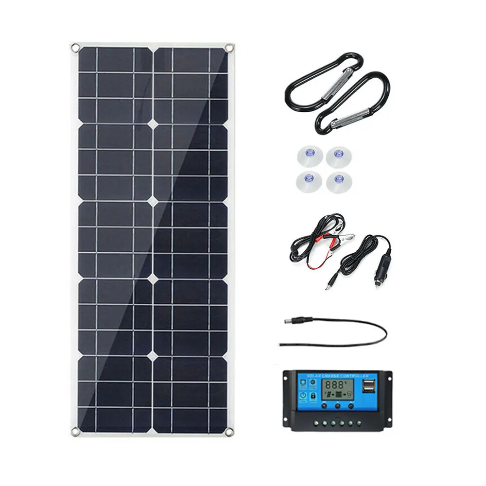 12V Monocrystalline 1200W 18V Flexible Solar Panel Kit For Car/Boat/ Home Solar Charger  Waterproof  for Outdoor   Camping