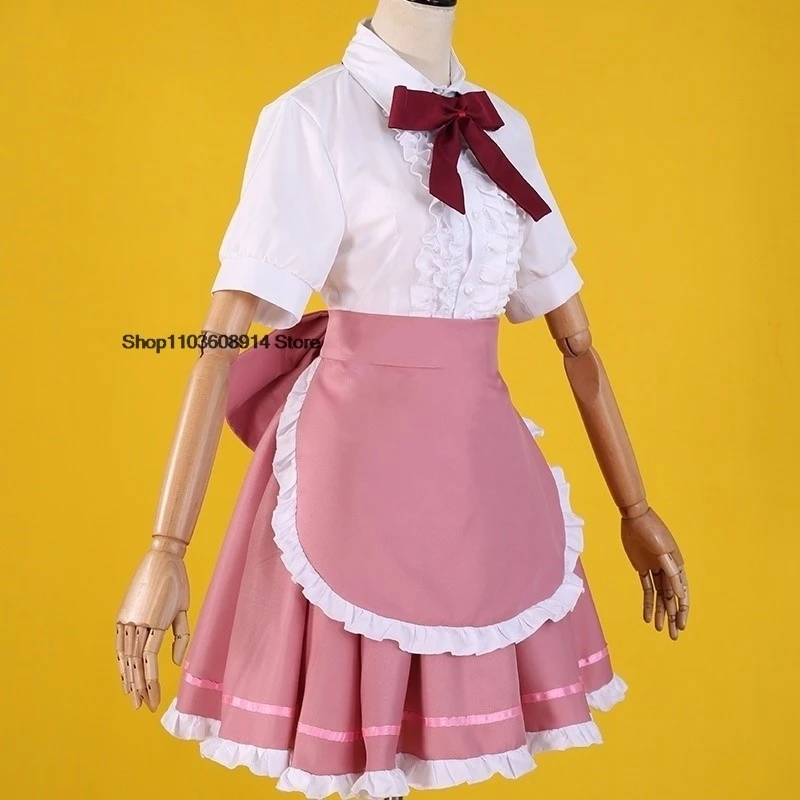 Anime Chobits Chi Cosplay Costume Chi Wig Pink Maid Dress Lolita Accessories Woman Sexy Kawaii Halloween Birthday Party Suit