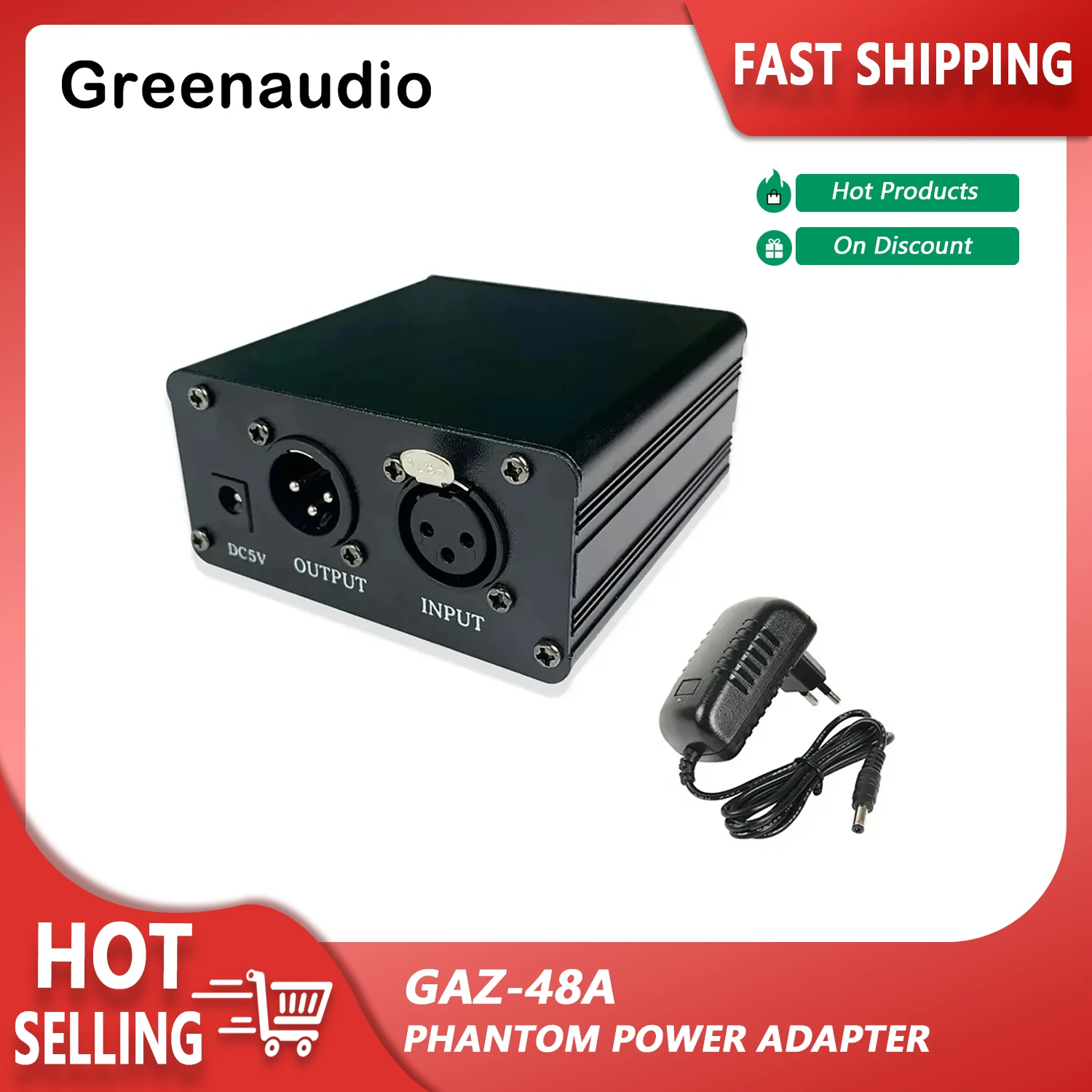 GAZ-48A Phantom Power 48V Microphone Power Adapter Power Live Sound Card Charger Capacitive Microphone