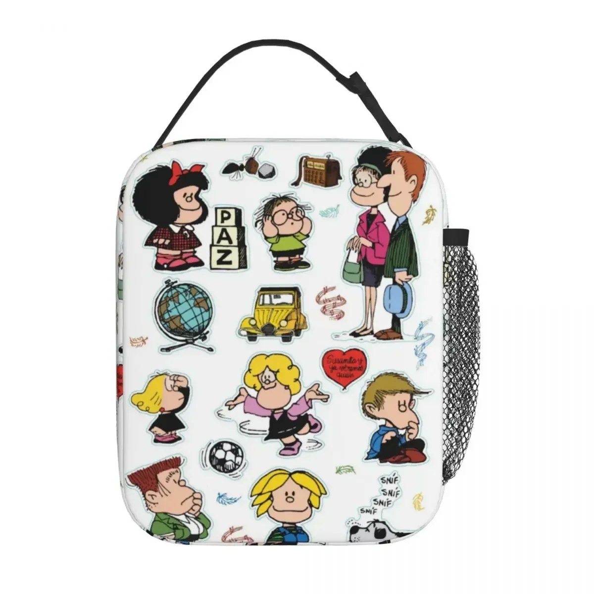 

Изолированные ланч-боксы с персонажами Mafalda Merch, забавные милые коробки для хранения еды, стильный холодильник, термобокс для бенто для школы