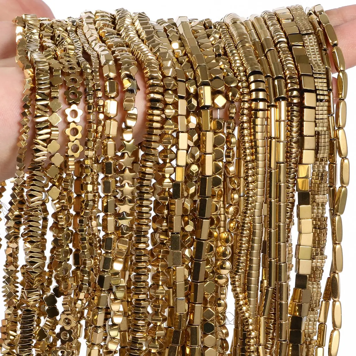 Natural Stone High Quality Hematite Bead Gold Color Plated Hematite Spacer Loose Beads for Jewelry Making Diy Charms Bracelets