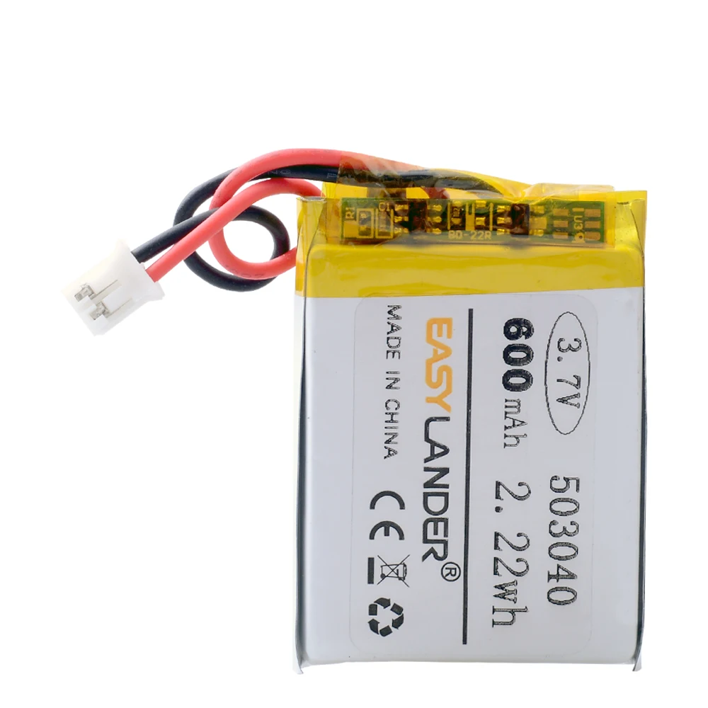 3.7V 600mAh Lithium Polymer Lipo Rechargeable Battery 503040 For JST PH 2.0mm 2pin Plug For Camera GPS Bluetooth Electronics