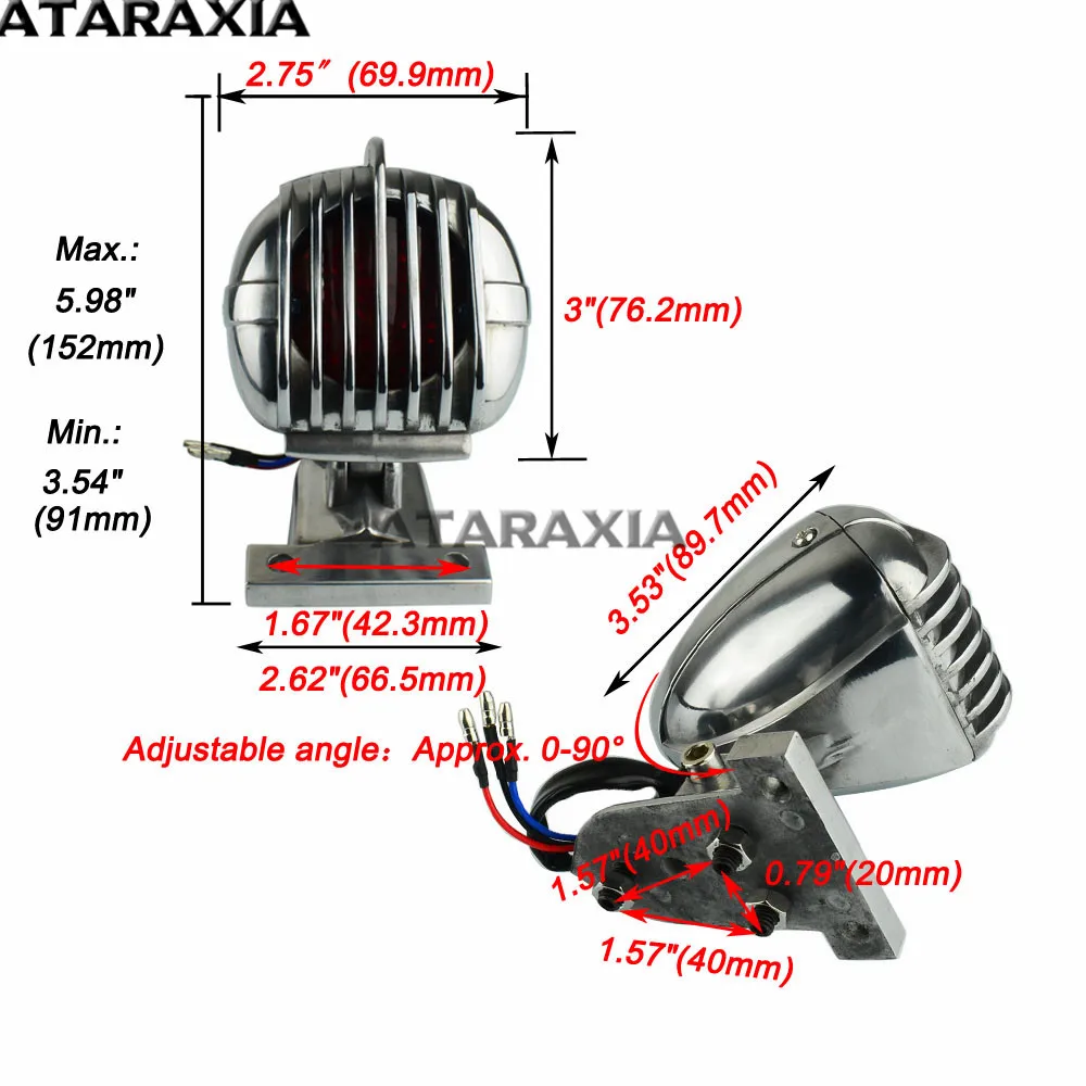 Uniwersalny motocykl Retro tylne światło Grill tylne światło LED dla Harley Chopper Bobber Cafe Racer Vintage tylne światło stopu