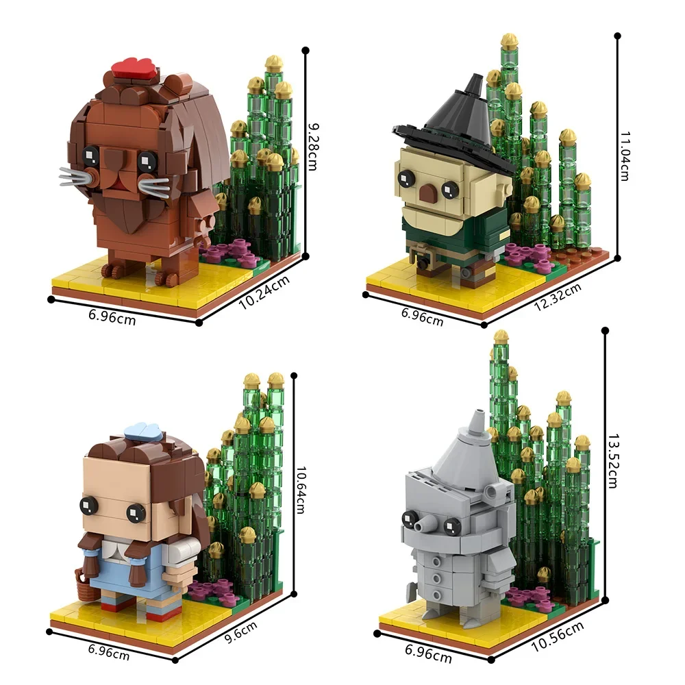 MOC el mago modelo bloque de construcción película clásica figura de acción León Dorothy Gale Tin Man espantapájaros de Oz juguete para regalo