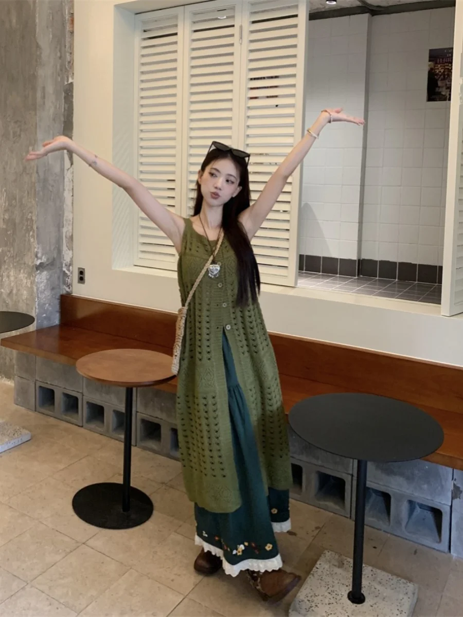 Cardigan Aberto de Malha em Cor Pura para Primavera e Verão, Estilo Casual com Alça Frontal