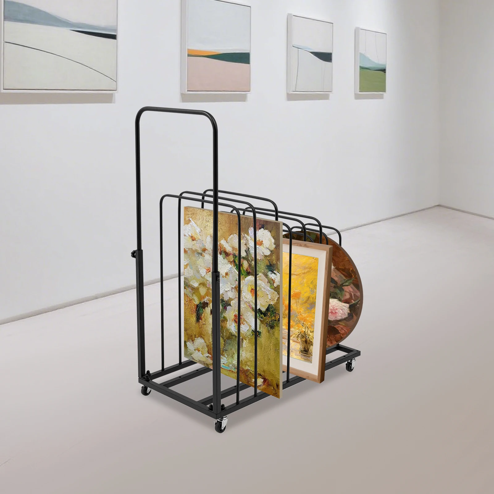 Art Canvas Storage Rack Rolling Art Canvas Organizer for Art Studio Artwork Storage Stand with Wheels