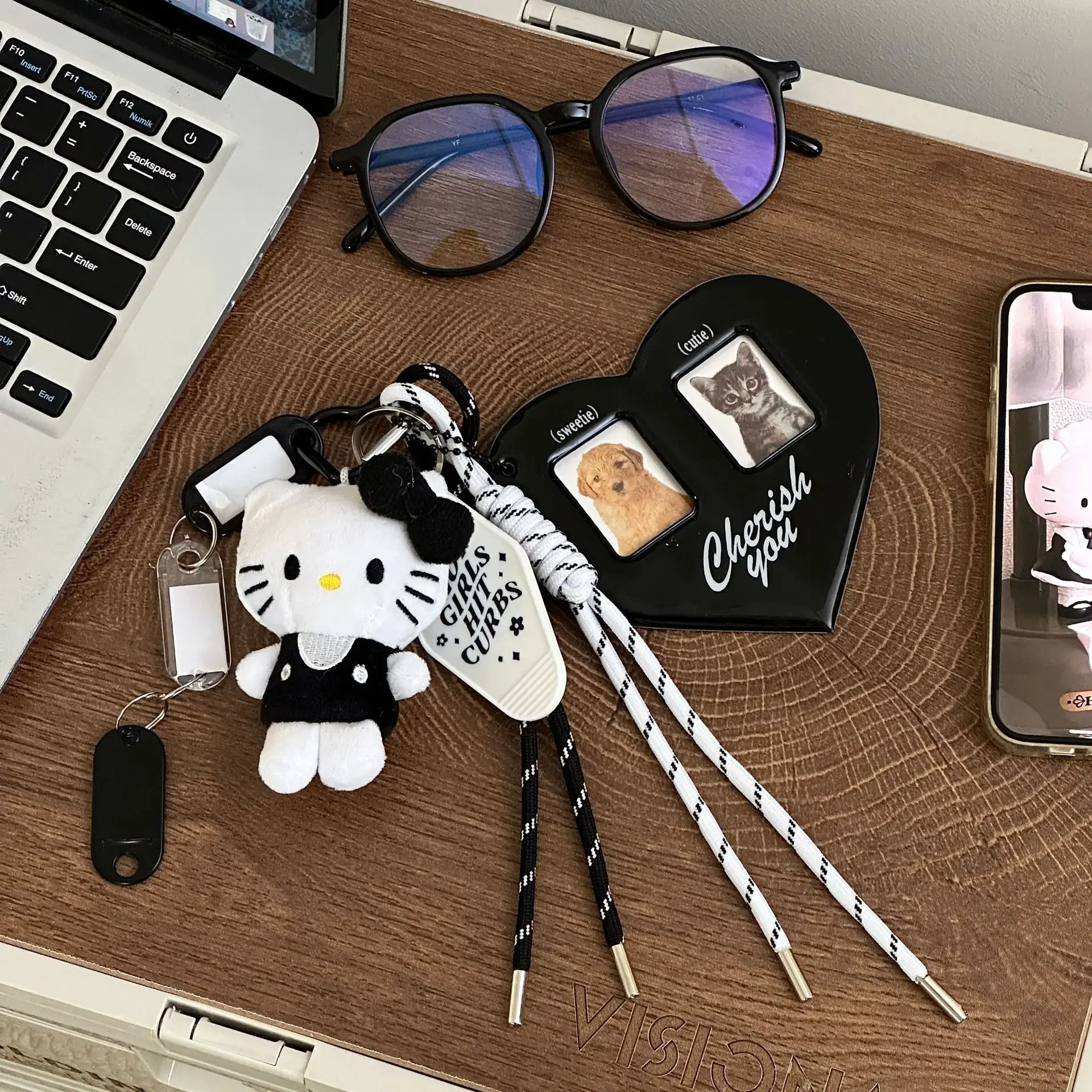 

Cute Instagram Style Can Hold Photos Plush Bag Pendant JK Brooch Cute Girl's Heart Keychain Decoration Accessories
