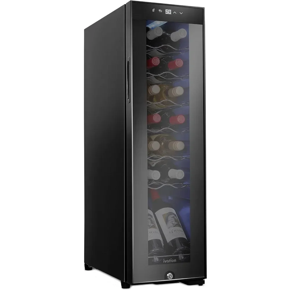 

14 Bottle Compressor Wine Cooler Refrigerator w/Lock, Freestanding Wine Cellar for Red, White, Champagne or Sparkling Wine