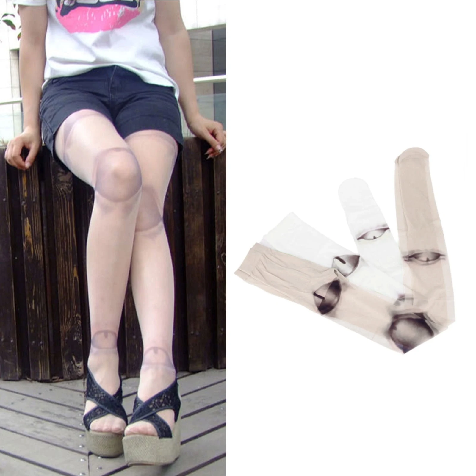 Women Novelty Pantyhose Japanese Gothic Jointed for Doll Tattoo Print Tights Cosplay Stockings Leggings Hosiery