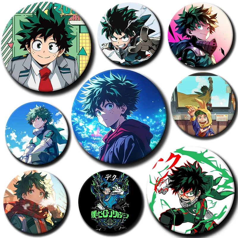 

58mm Cartoon Character Izuku Midoriya Soft Button Pin Hero Anime Brooch Creative Badge for Backpack Clothes Decoration Gift