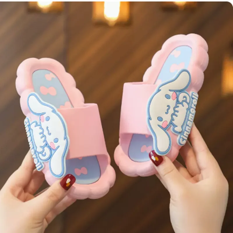 

Unisex Kids Indoor Spongy Slippers Cute Dog &Cat Cartoon Shoes For Summer PVC Slides Anti-Skip Open Toe Footwear For Tender Feet