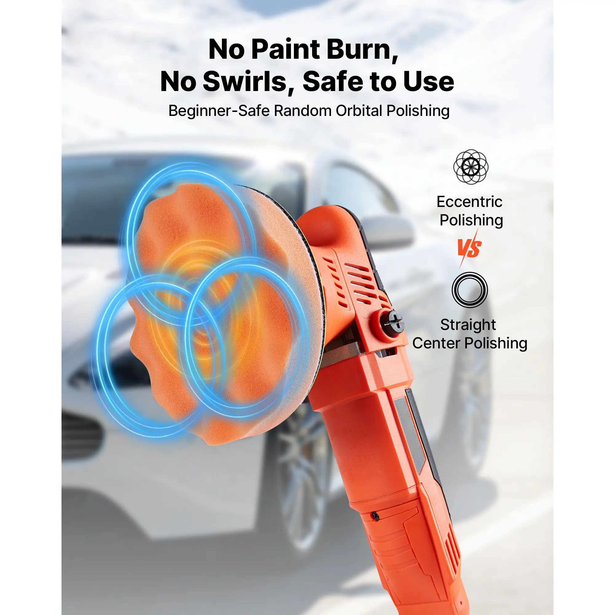 Car Buffer Polisher, 6-Inch Dual Action Waxer, 650W 6 Variable Speeds 2000-6800RPM Random Orbital Kit for Detailing, Waxing