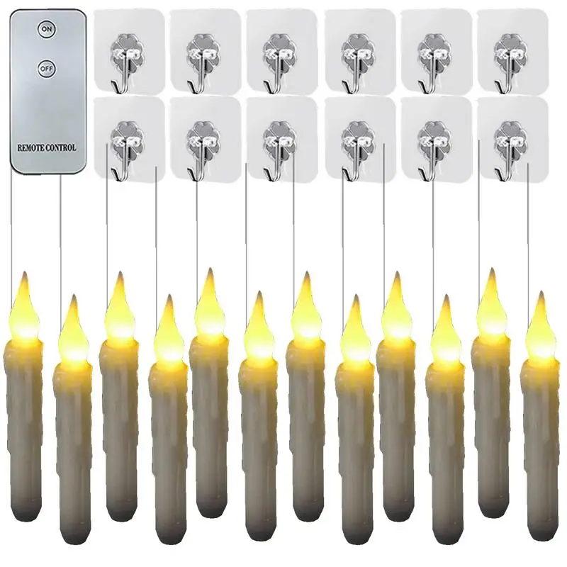 Flameless Floating Candles 12X Flameless Electric LED Flickering Candle Battery Operated Candlesticks For Theme Party