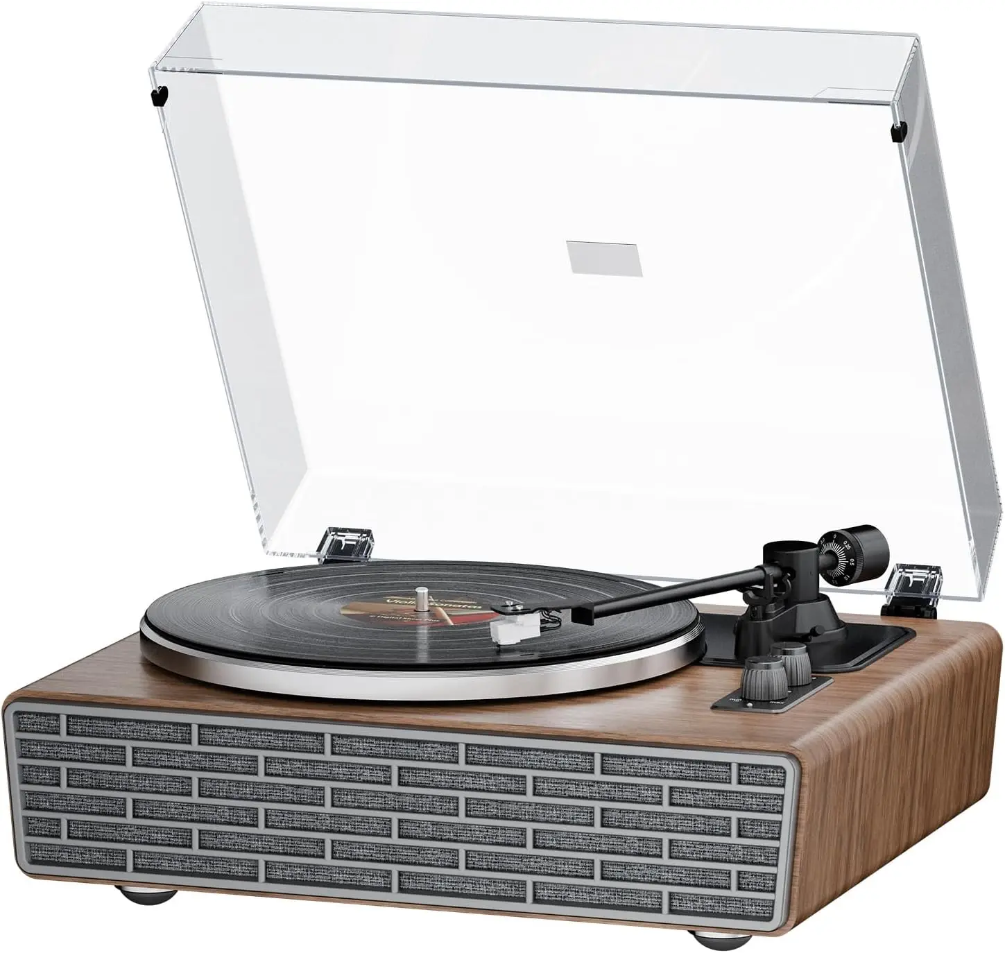 

All-in-One Vinyl Record Player with 4 Speakers, Bluetooth, Hi-Fi Turntable, Magnetic Cartridge, 33/45 RPM, AUX/RCA
