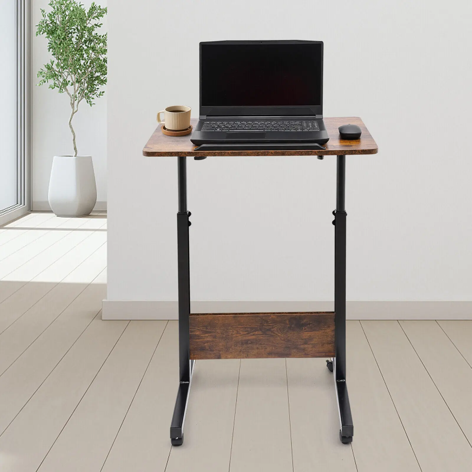 

Standing Desk Portable Presentation Podium Rolling Computer Stand with Brake & Adjustable Height 81-119cm